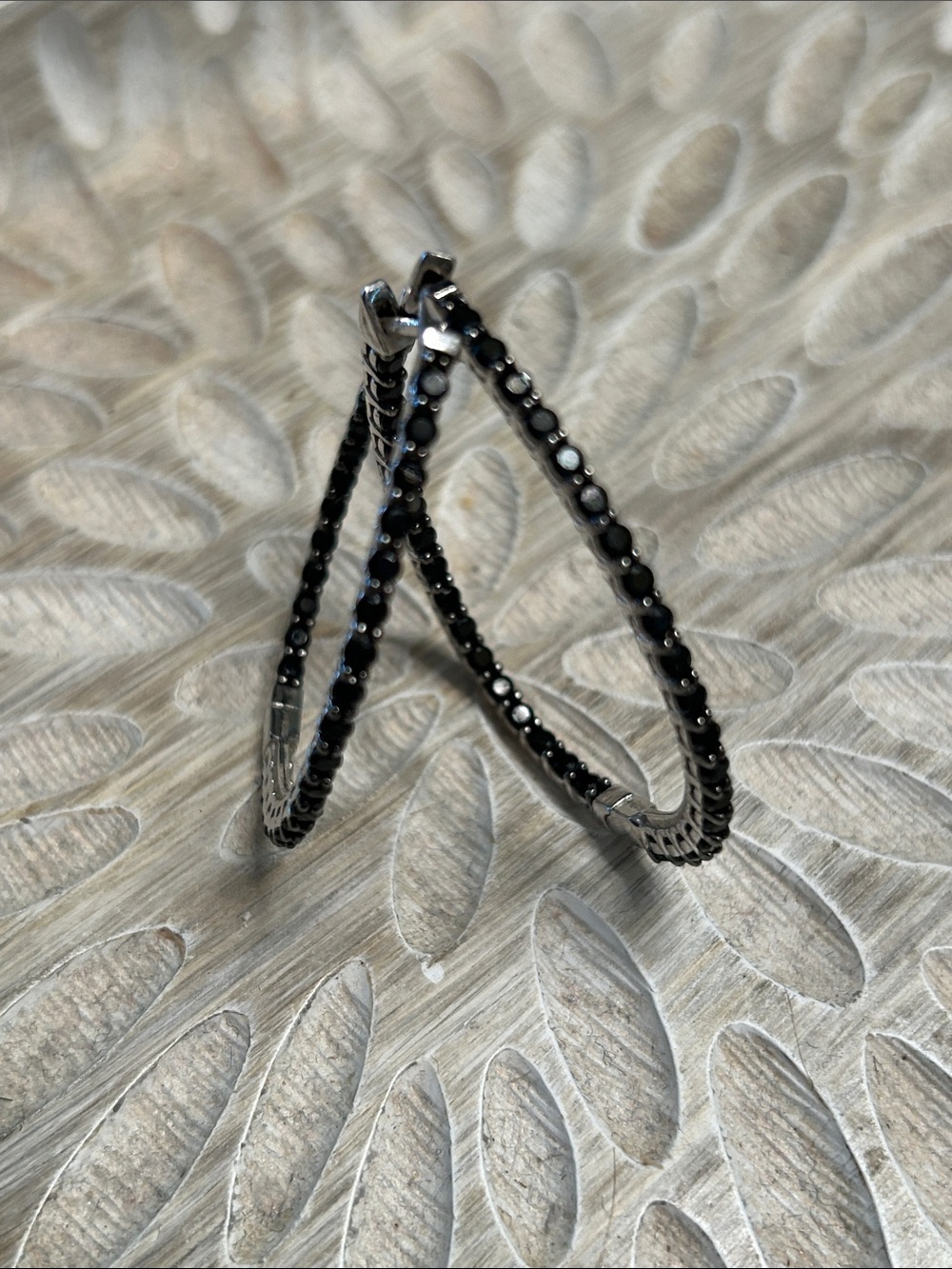 Elegant Silver and Black Onyx Hoop Earrings
